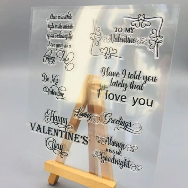 Happy San Valentines Silicone Clear Stamp Scrapbooking Embossing's Valentine's Day Card Make for Children Bambini fai -da -te artigianato