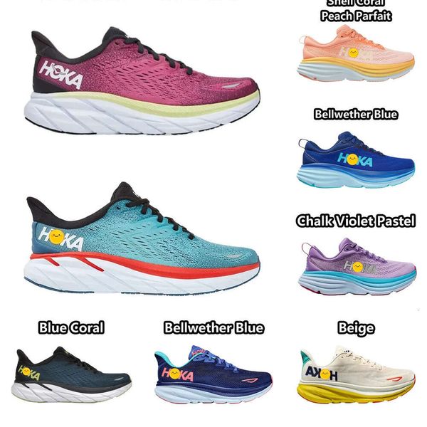 2024 Sapatos Hokah Clifton 9 Bondi 8 Hokad Running Shoes para homens mulheres Kawana Mafate Designer Sneakers Triple Black White Pink masculino Esportes ao ar livre 298