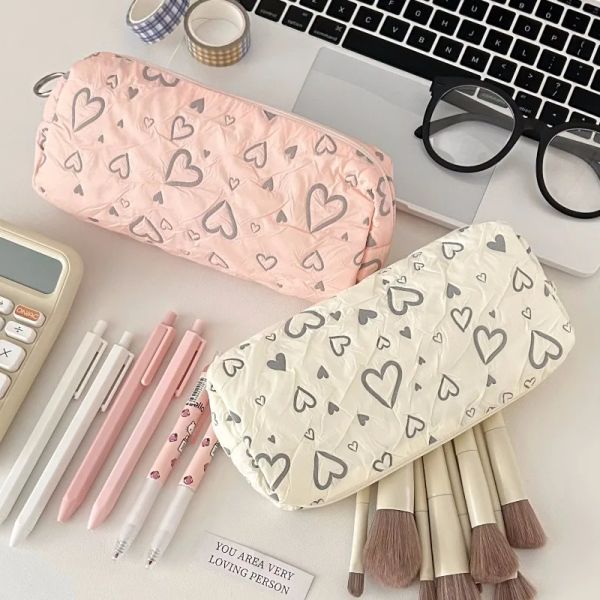 Pencil Case modische Liebesbleistifthülle große Kapazität Stationerie Aufbewahrungstasche Soft Pen Bag Multifunktionales Lernzubehör