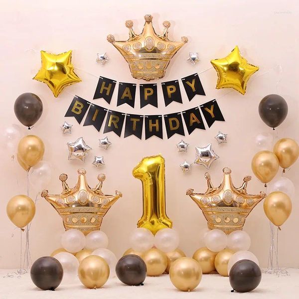 Decorazione per feste 67 pezzi/set di 1 ° compleanno decorazioni da ragazzo palloncini oro corona oro esterno foglio pallloon baby shower bambini aria globo