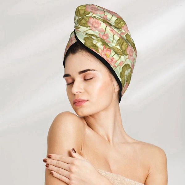 Flores exóticas de toalha e cabelos de cabelo de borboleta Broca de turbante Rápida para secar mulheres meninas banheiros