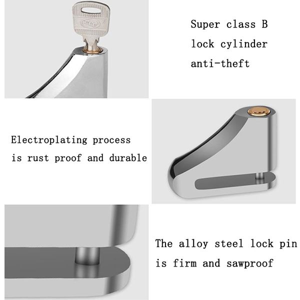 Универсальный мотоцикл антиоболочный диск-диск блокировки сталь стальная портативная безопасная блокировка велосипедные блокировки мотоциклы 1 шт.