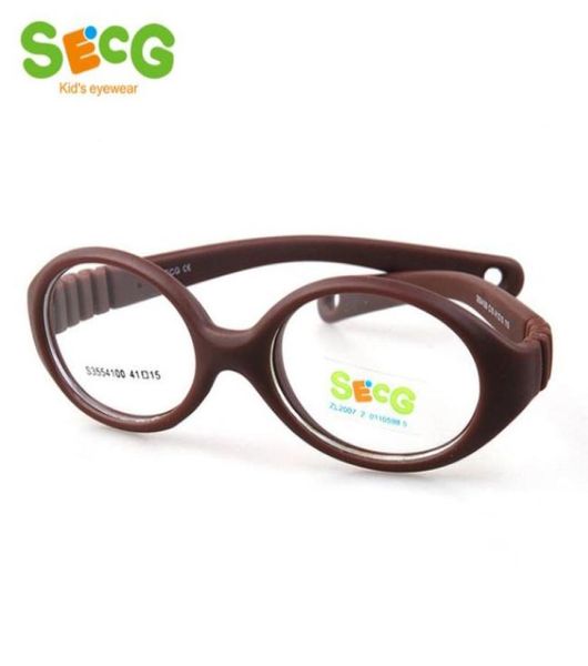 Secg Myopia Optical Round Children Glasses Telaio Solid Tr90 diottrie in gomma Transparenti Glassini flessibili Eyewear 6160701 flessibili