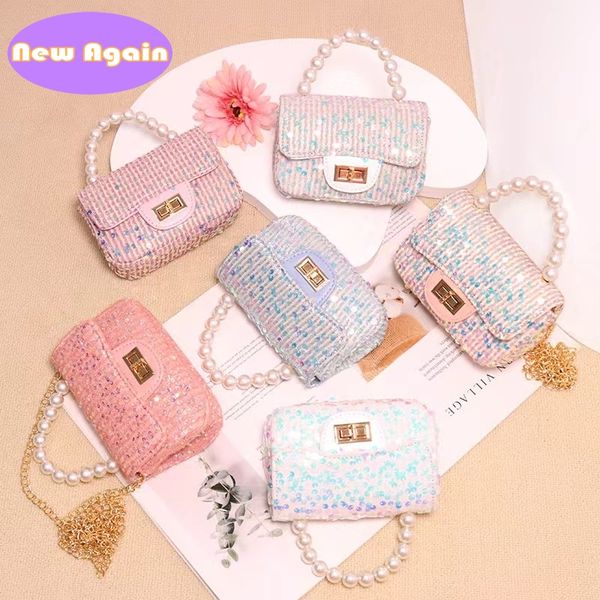 Baby Kids Mini Shiny Handtaschen Kinder Pailletten Fashion Crossbody Taschen Kind Neue Sommer Little Hands Bags Mädchen Design Style Mini Totes Tasche Aryb267