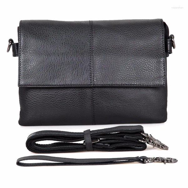 Bag J.M.D Echte gebräunte Lederschlinge Unisex kleiner Messenger schwarzer Umhängetaschen Handtaschen Handtaschen