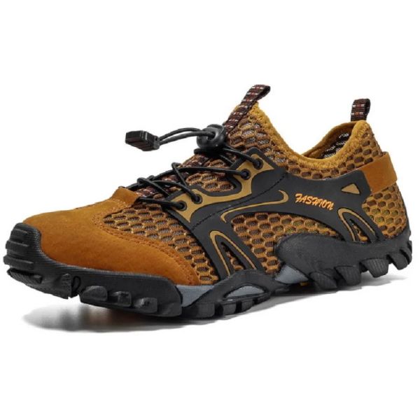 Stivali Summer Uomini traspiranti Scarpe da trekking in pelle scamosciata + mesh uomini da ginnastica da ginnastica scarpe da arrampicata per uomini scarpe d'acqua veloce