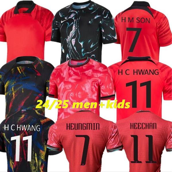 Südkorea Soccer Trikot 2024 Heungmin Sohn Kang in der Lee Nationalmannschaft 23 24 25 Heechan Football Hemd Männer Kids Kit Home Away Männer Uniform Red Black Fan Player Version