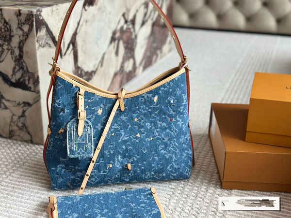 Denim -Einkaufstasche Ont H Ego Einkaufstasche mit großer Kapazität, Damen Willow -Gurt -Abendessenbeutel, Kupplungsbeutel, Luxusmarketasche, Designer -Tasche