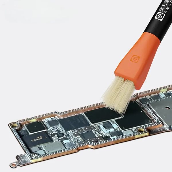 Amaoe M91 Limpeza de cabeça dupla Brush de cerdas pura para o celular Placa -mãe BGA estêncil ic chip soldagem fluxo de óleo Ferramentas de limpeza