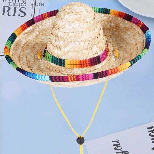 Hundekleidung Hundegerelhüte 1pc Sombrero Hut Mexikanische Sonne mit Schnur für/ Katze/ Sommer im Freien Dekoration- Größe L46