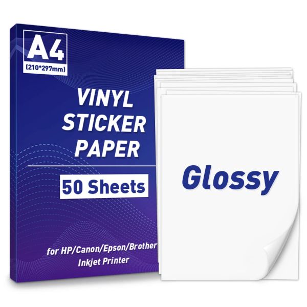 Placas -mãe a4 folhas de papel adesivo de etiqueta imprimível de papel de etiqueta brilhante para a jato de tinta impressora branca vinil rótulo cópia de papel adesivo de presente