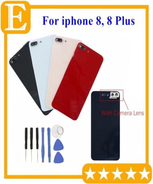 10pcs Back Battery Cover Heck -Glasgehäuse mit Kamera -Objektivrahmenkleber für iPhone 8G 8 plus Ersatzteile4718933