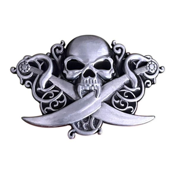 Cintura di cranio pirata in lega in lega di zinco occidentale per uomini