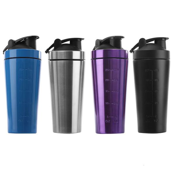 740 ml Molkepulver Pulver Sport Shaker Wasserflasche Edelstahl Fitnessstudio Kessel Vakuummischerbecher BPAFREE 240409