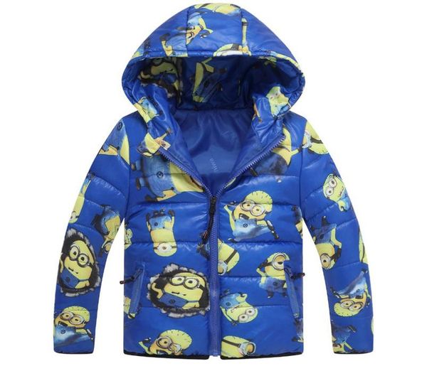 Crianças Jackets Minions Boys Girl Winter Down Coat 2017 Fashion Baby Cartoo Casa Quente Crianças Casas Capuzes Inverno Crianças Crianças Armilha4593228