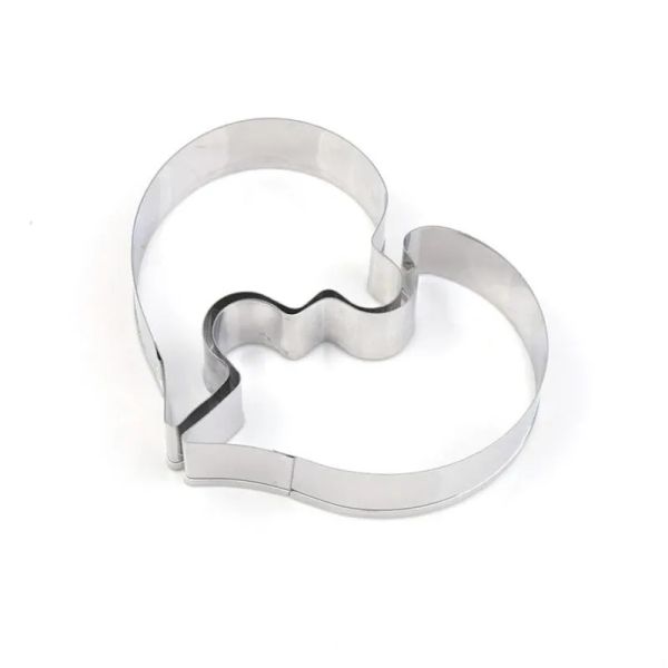 2pcs Heart Cookie Molds esquerdo CORTE CORAÇÃO DIREITO CORTE DE BOIO FONITO AMOR Puzzles de casamento Biscoitos românticos Molde Biscoitos selo