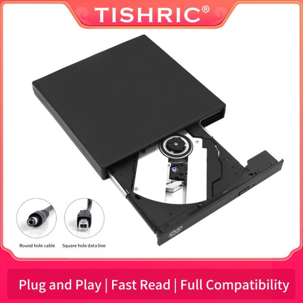 Drive Tishric Optical Optical DVD Drive Drive Player USB 2.0 DVD Plug e riproduci il lettore DVD esterno per PC Laptop Desktop