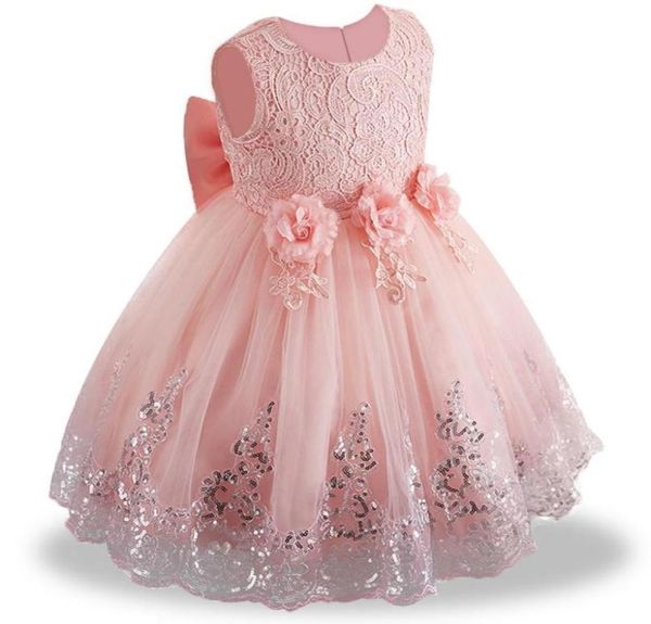 Vestido de bebê infantil de verão de 2019 vestidos de batismo branco para meninas de 1º ano de aniversário de aniversário de casamento