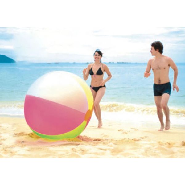 Giochi di spiaggia per bambini Super grande colorato arcobaleno colorato gonfiabile a palloncini da spiaggia gonfiabile da 80 cm piscina prato giocattolo all'aperto 240329