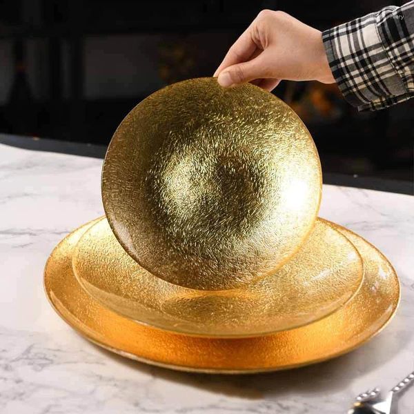 Placas Gold Fruit Snack Dish Creative Light Luxury Tableware Desen