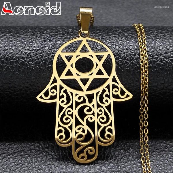 Colares pendentes Fatima Hamsa Mão Magen Estrela de David Colar para homens Men Men Hollo