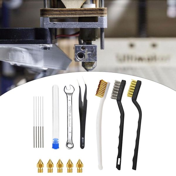 3D Impressora de limpeza de impressão de impressão kit de pincel de limpeza 16pcs conjunto de limpeza do bico bloco Hotend Bound Hot Beds Limping Bruxos