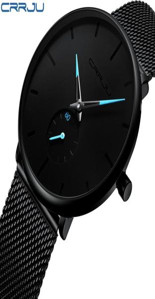 Crrju Fashion Mens Uhren Top -Marken Luxus Quartz Watch Männer lässig Slim Mesh Stahl wasserdichte Sportuhr Relogio Maskulino stude2850973