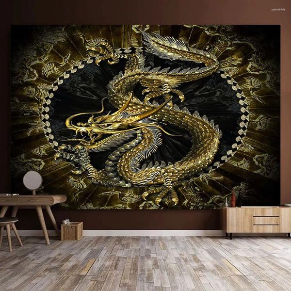 Audio cinese Drago Totem Totem Arazzo Cartone animato Castello Wall Appeding Room Tapet Letting Beach Mat Tapis Decor per la camera