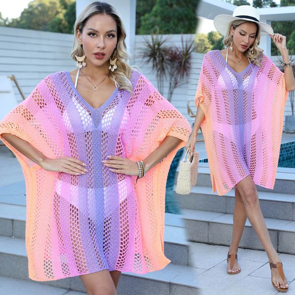 Swimwear's Swimwear Women Desate Summer Tessuto Dressum Summer Dress Summer Cover Up Abito da donna Sexy Gradient Knit Bikini Coverup Hollow Out Out