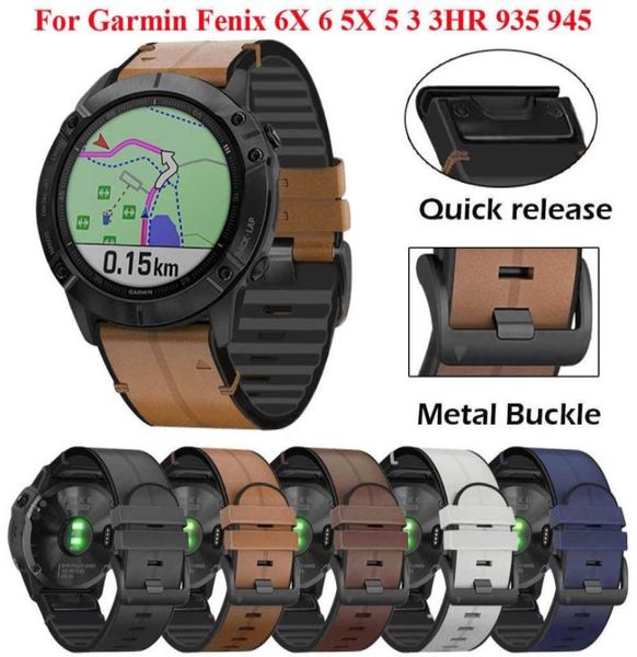 22 26mm Rethfit Watch Strap for Garmin Fenix 6 6x Pro 5x 5 Plus 3HR 935 945 S60 Banda de couro genuína Silicone Watch Wrist H095497927