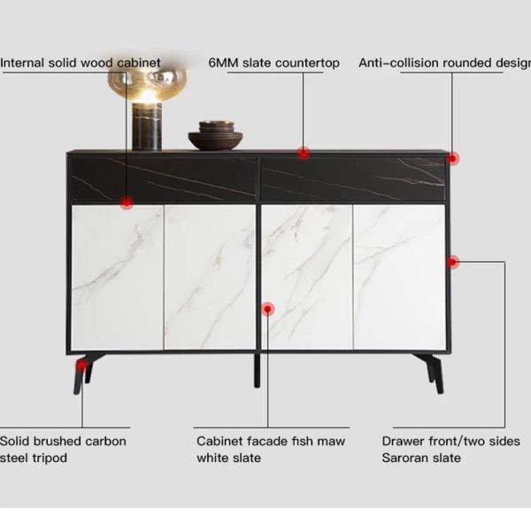 Italienisch leichter Luxusstil Home Stone Board Sideboard Massivholz moderne minimalistische Wohnzimmerschrank Veranda Aparador Sideboard Sideboard