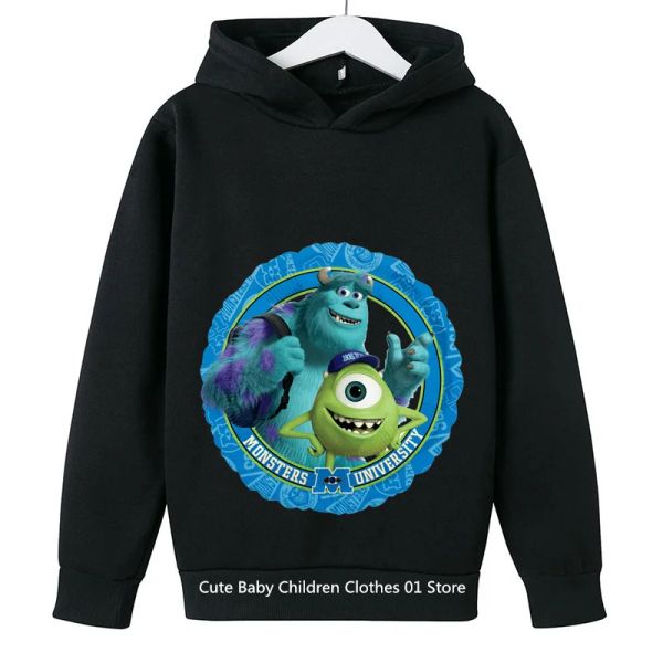 2024 New Monsters, Inc Hoodie Capuz para garotos Roupas para meninas roupas de anime Roupa de anime Goku Hoodie Selto de moletom infantil de 3 a 12 anos