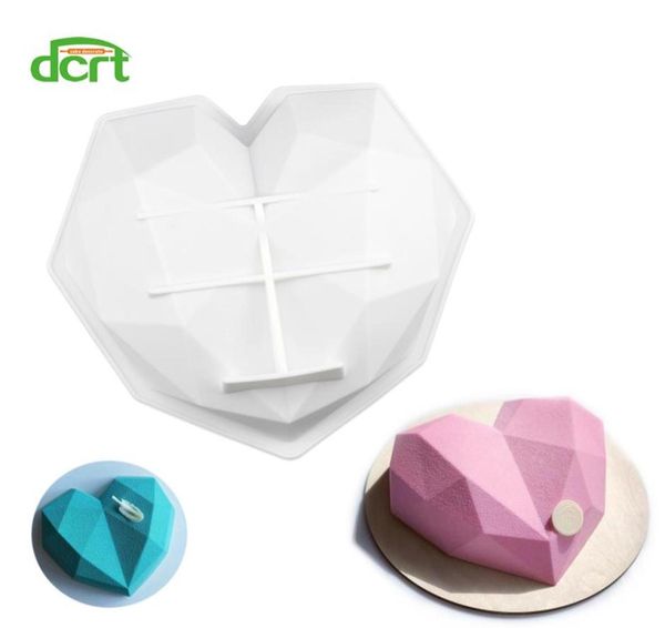 Moldes de silicone Ferramentas de decoração de bolo para 3D Diamond Heart Mold Chocolate Sponge Chiffon Mousse Sobersert Cake Mold para assar8516823