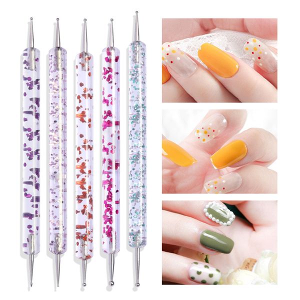 5pcs Nagelpunkt -Werkzeug -Tipps Punktfarbe Maniküre Kit 5Size Doting -Werkzeuge für Nagelkunstnagel -Doting -Werkzeug 2 Wege Doting -Designs SET