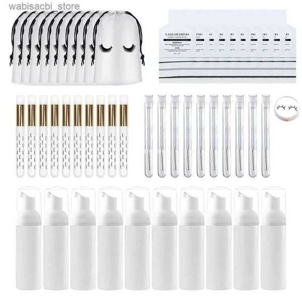 Rímel 25/50pcs Extensão de cílios SHAMPOO SHAMPOO Conjunto de espuma de 5 ml Mousse Concentrate Makeup Remover Tool para rímel com pincel Womens Cleanser L49