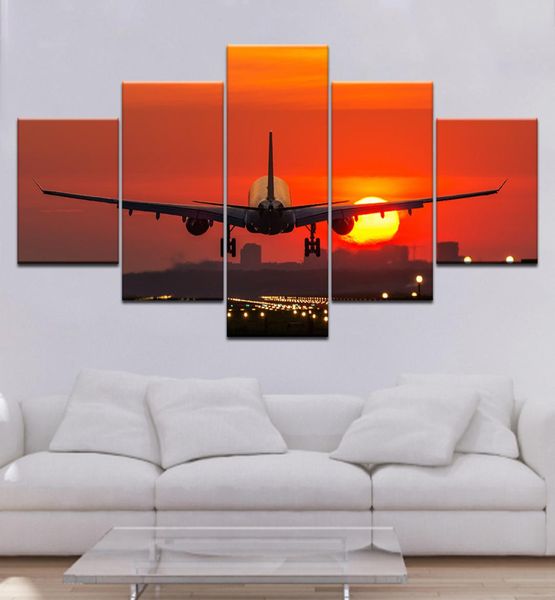 Modular Frame Canvas HD Imprimir imagens Arte da parede de 5 peças Pintura de avião Aeronave Tire Off Poster Home Decor for Living Room6131242