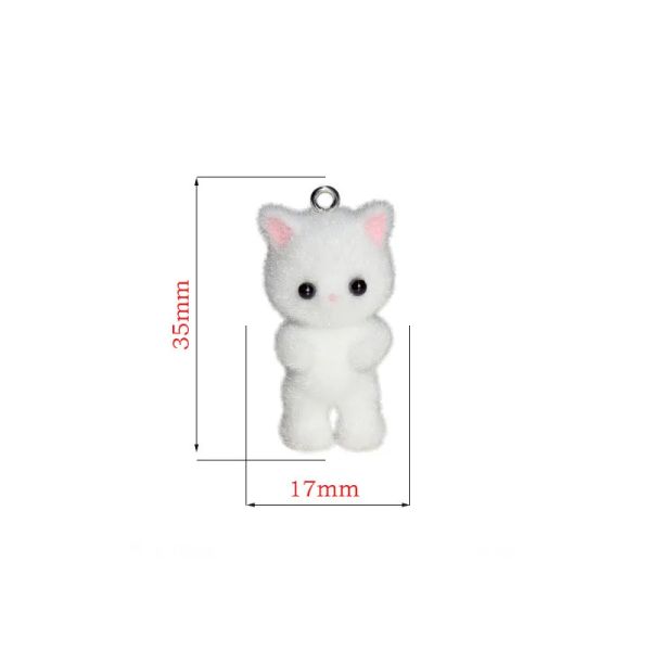 Kawaii 3D Fluffy Fluffy Floching Cat Animal Charms Miniature Dolls Neckclace Collana Pendente Cregio fai da te Make