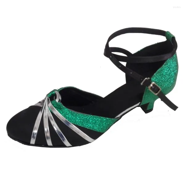 Scarpe da ballo personalizzati da donna chiusa da ballo chiusa da palla di punta moderna cinghia di salsa latina cinghia verde