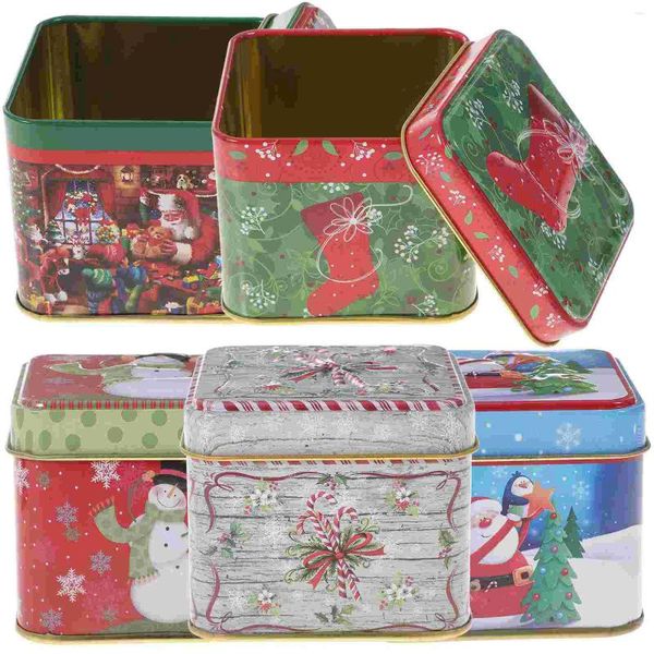 Retire os recipientes 5 PCs Candy Tin Christmas Biscoits Biscoit