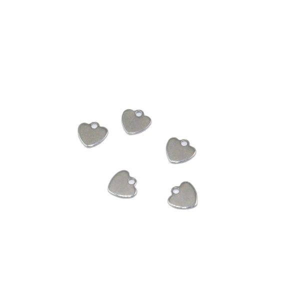 10/50pcs 10mm por atacado aço inoxidável Mini Heart Charms pendurados Brincos DIY Brincos Bracelets Uncamando a placa de vácuo 2 cores