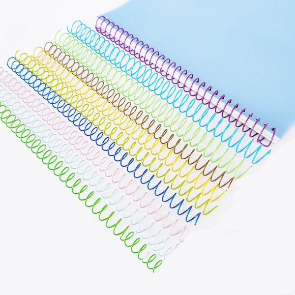 Spine 20pcs Singlecoil Binding Coil Hole Singlecoil Ring Color Binder Anelli Raccolgo Binder Notebook Spiral Book Leging Metal Anelli metallici