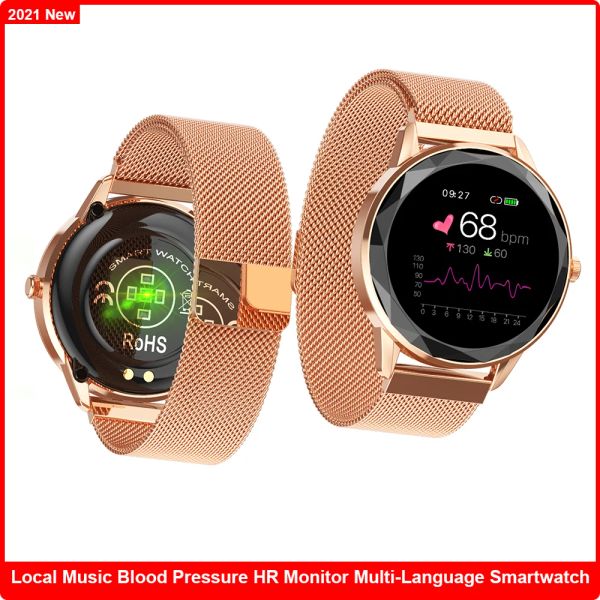 Braccialetti musicali smart ook smart touch tocco dinamico battuta cardiaca squisita smartwatch da donna per Android ios huawei gts moglie e orologio da regalo per ragazze