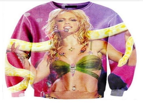 New Fashion Womensmens Britney Spears mit Python lustiger 3D -Print -Crewneck Sweatshirt Jumper Frauenmodische Modekleidung AABB0113792905