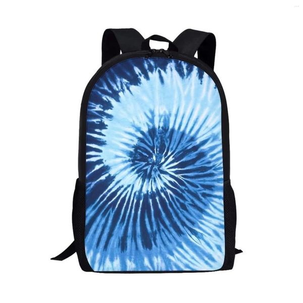 Schulbeutel Marine Blue Krawatte Farbstoff Drucktasche Kinderstudent Laptop Rucksack für Middle High Teenagers Girls Bookbags Reisetagesschwelle