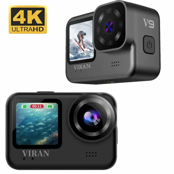 Kameralar WiFi Action Camera 4K/30FPS 12MP Antishake V9 Uzaktan kumanda ekranlı sualtı su geçirmez kask kamera sürücü kaydedici