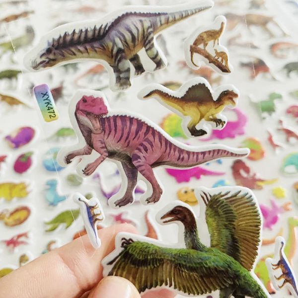 6Sheets 3d Jurassic Dinosaurier Bubble Aufkleber für Kinder Jungen Animal PVC Puffy Kinder Schullehrer Belohnung Geschenke Aufkleber Spielzeug