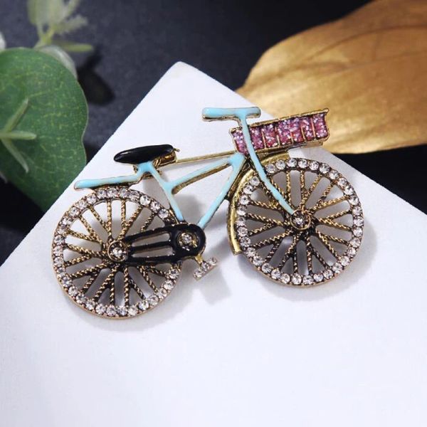 Broche, fivela de broche de ponta, pino de broche de bicicleta azul vintage, elegante e versátil