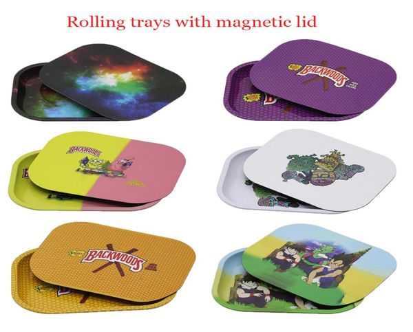 Multicolor -Rollschalen mit Magnetlid -Deckel Backwoods Rolling Tabletts Set Metal Palet Aschenbecher AC1595826981