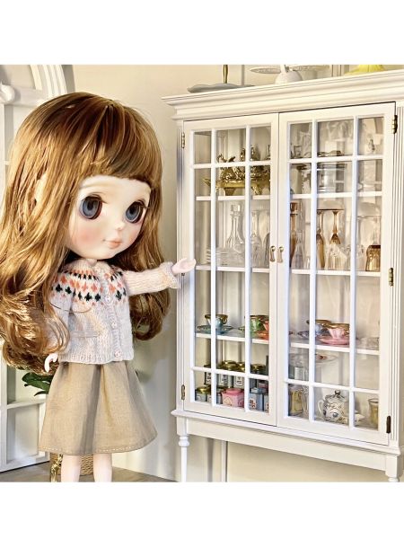 1: 6 кукольный дом мини -модельный мебельный аксессуары хранения шкаф книжного шкаф