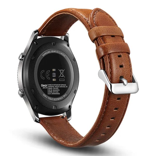 Leder Uhrenband für Samsung S2 S3 22 mm 20mm Sliver Schnalle Uhrengurt mit Opp -Tasche
